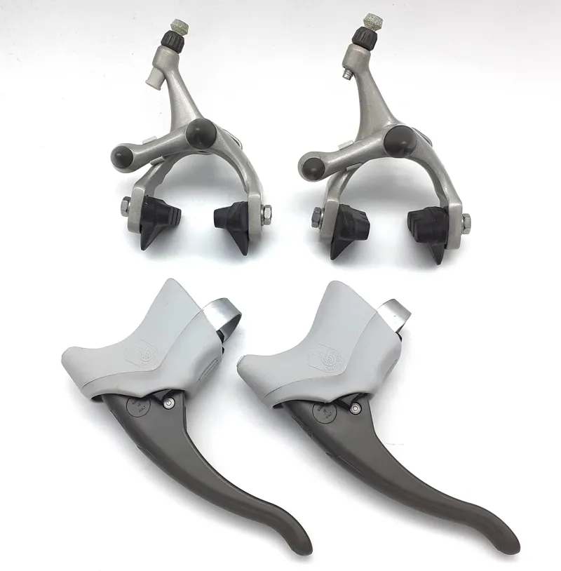 Campagnolo Xenon Full Brake Set In Grey with Light Grey Hoods NOS 1989 Shop Soiled-1