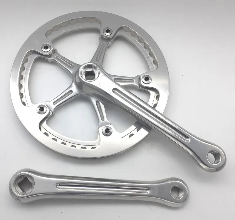 Sugino Model SAS 170mm Single Ring Chainset with Twin Guard in Silver NOS Shop Soiled-2