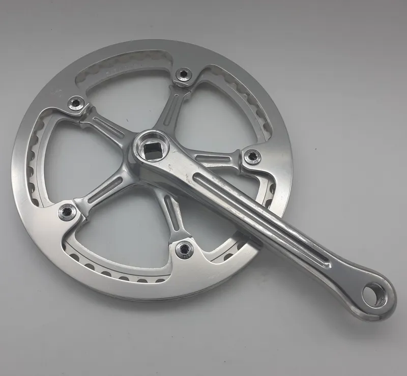 Sugino Model SAS 170mm Single Ring Chainset with Twin Guard in Silver NOS Shop Soiled-1