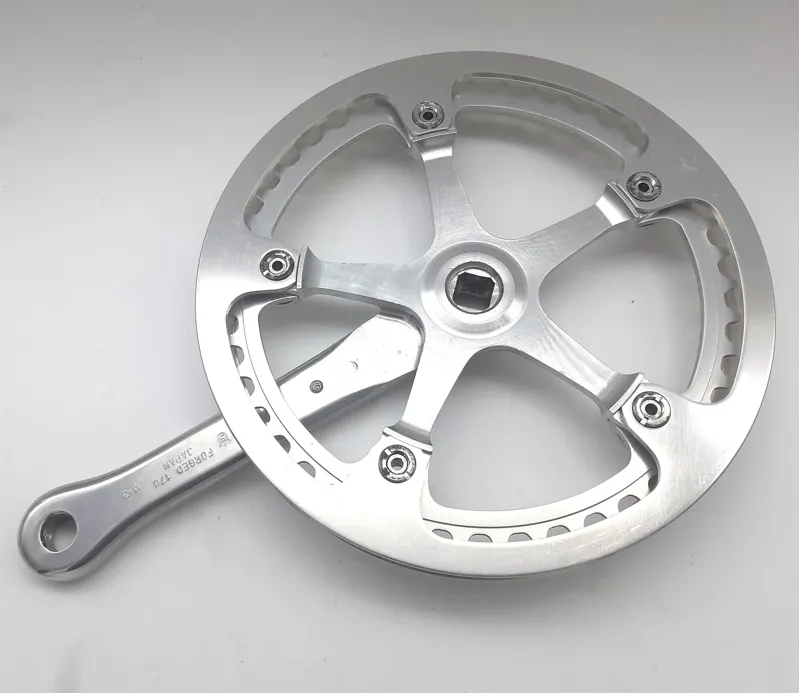 Sugino Model SAS 170mm Single Ring Chainset with Twin Guard in Silver NOS Shop Soiled-4