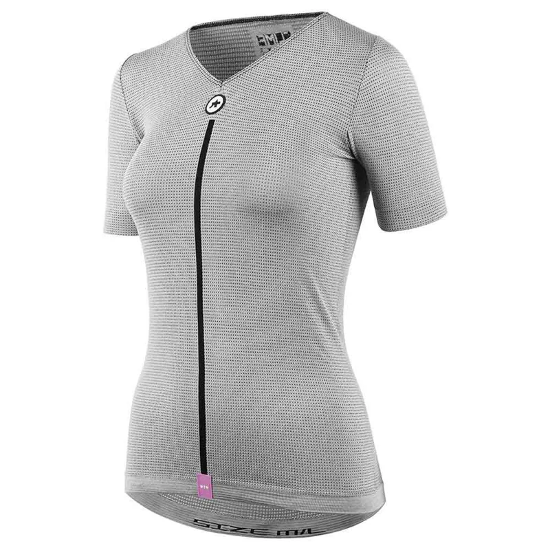 Assos Womens Summer Short Sleeve P1 Skin Layer with V-Neck in Grey-1