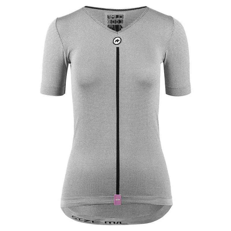Assos Womens Summer Short Sleeve P1 Skin Layer with V-Neck in Grey