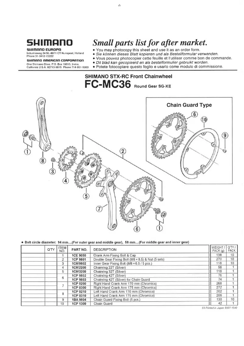 Shimano STX RC Middle 94-BCD Chainring 32 in Silver NOS 1997-1