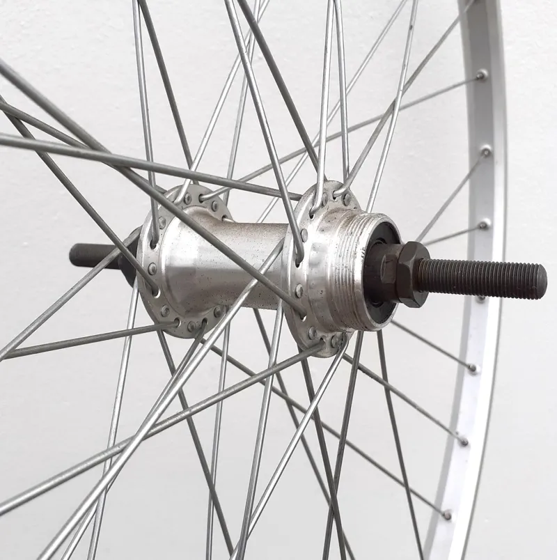 Rear 26 x 1 3/8 Wheel with Rigida Rim on Rear Screw-On Nutted Hub in Silver-1