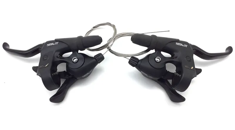 Shimano Deore XT M095 3x7 Speed Shifter and Brake Lever Set in Black-1