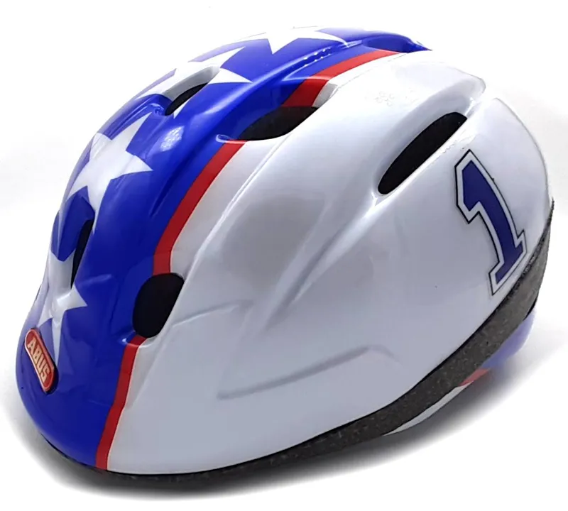 Abus New Piccolino II 48-54cm Childs Helmet in White/Blue Stars NOS