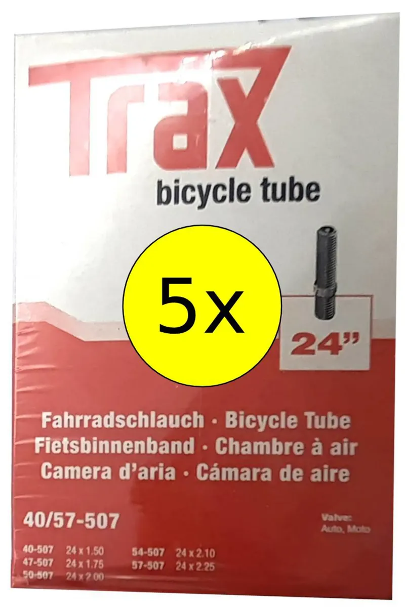Trax 24x1.5-2.2 Schrader Valve Inner Tube Pack of 5