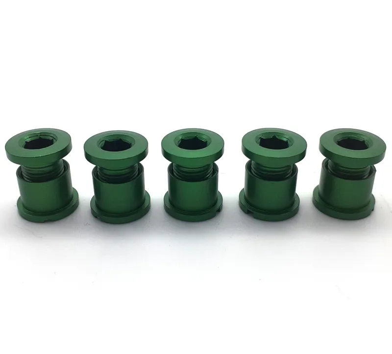 I.D Sports Aluminium Chainring Bolts Pack of 5 in Anodised Green