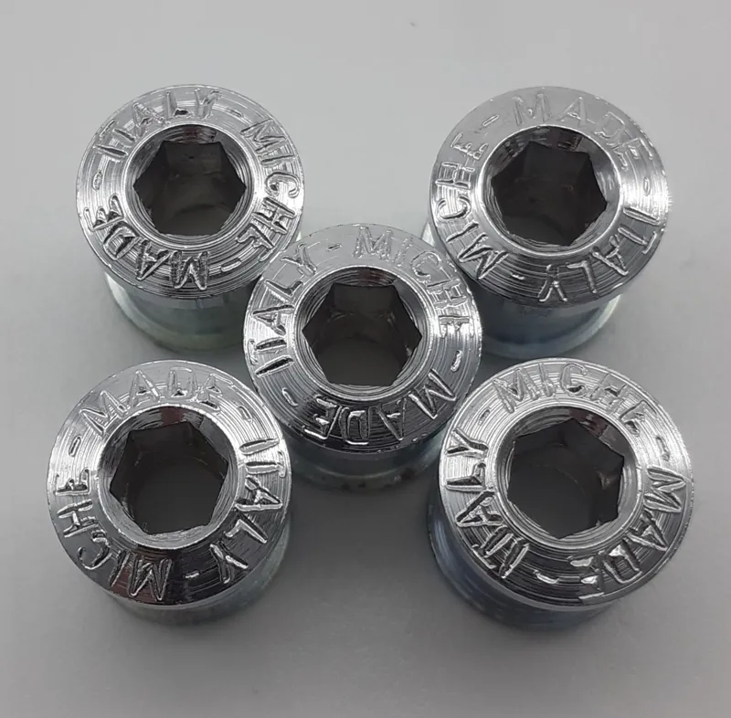 Miche Double Chainring Bolts Pack of 5 in Chrome Steel Vintage-1