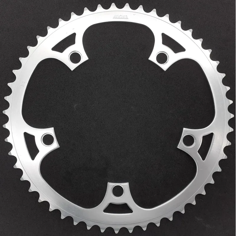 Miche 5 Bolt 135BCD 51 Tooth Chainring in Silver Shop Soiled-1