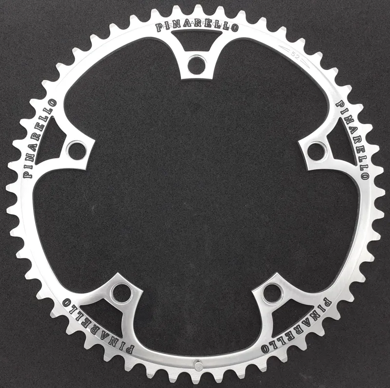 Campagnolo Brev Pantographed Pinarello 5 Bolt 144BCD 52 Tooth Chainring in Silver-1