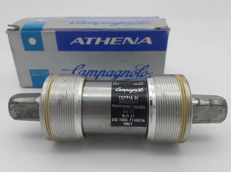 Campagnolo Athena BB-21ATCART Italian Thread 111mm Square Taper Bottom Bracket Shop Soiled-1