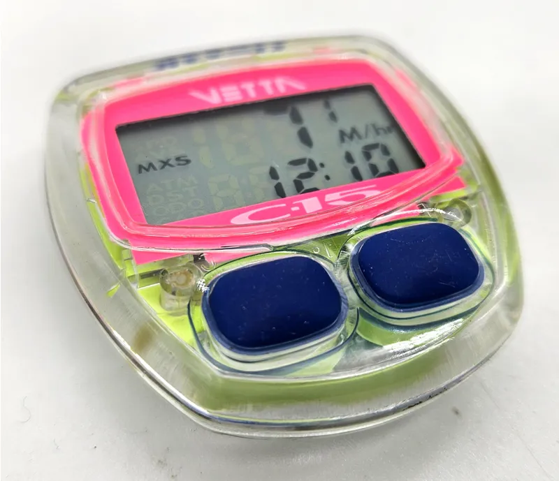 Vetta C15 Wired Cycle Computer in Clear Transparent Retro NOS-1