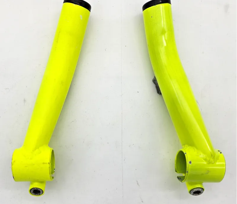 Steel Ski Bend Handlebar Bar End Extension in Flo Yellow Shop Soiled-3