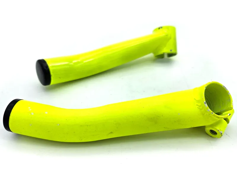 Steel Ski Bend Handlebar Bar End Extension in Flo Yellow Shop Soiled