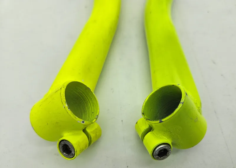 Steel Ski Bend Handlebar Bar End Extension in Flo Yellow Shop Soiled-2