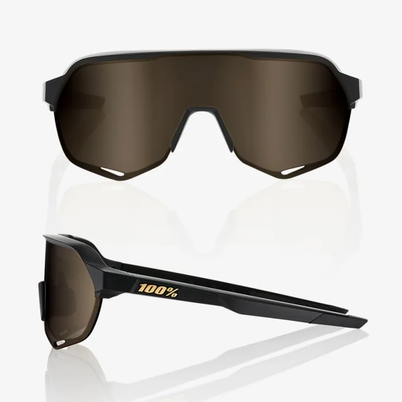 100 Percent S2 Gold Lens Sunglasses in Black-1
