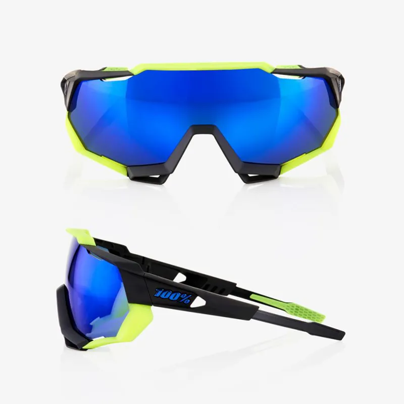 100 Percent Speedtrap Mirror Blue Lens Sunglasses in Black-1