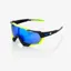 100percent Speedtrap Black / Fluorescent Yellow with Electric Blue Mirror Lens