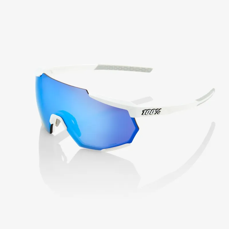 100 Percent Racetrap HiPer Mirror Blue Lens Sunglasses in White