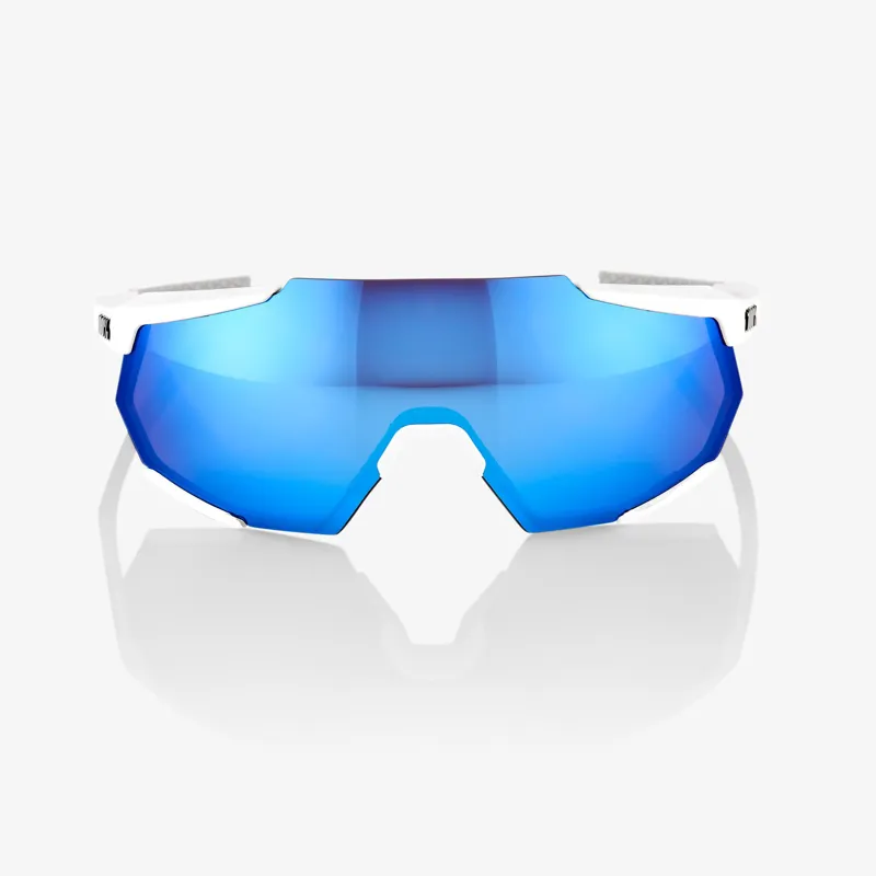 100 Percent Racetrap HiPer Mirror Blue Lens Sunglasses in White-1