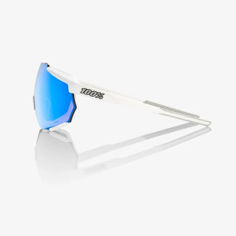 100 Percent Racetrap HiPer Mirror Blue Lens Sunglasses in White-2