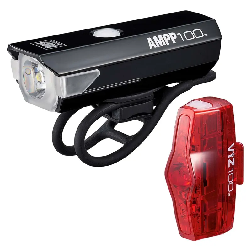 Cateye Ampp 100 Front and Viz 100 Rear Bike Light Set