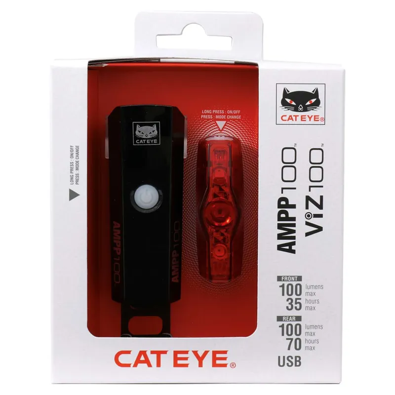 Cateye Ampp 100 Front and Viz 100 Rear Bike Light Set-1
