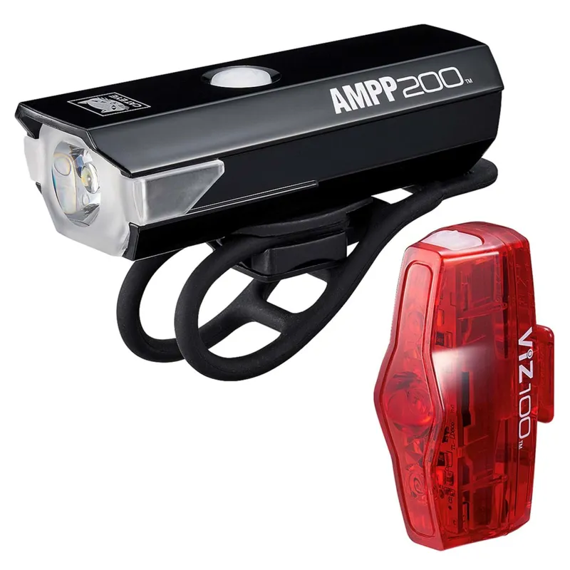 Cateye Ampp 200 Front With Viz 100 Rear Bike Light Set