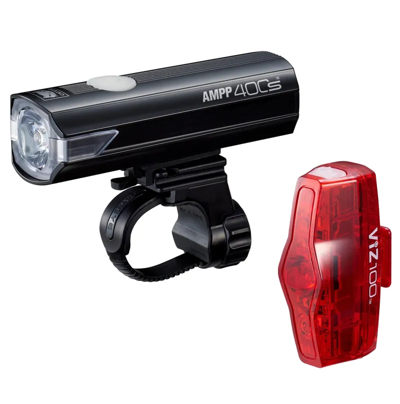 Cateye Ampp 400s Front with Viz 100 Rear Light Set-1
