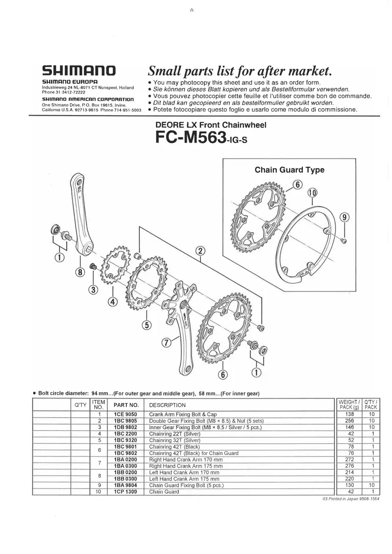 Shimano LX M563 IG Middle 94-BCD Chainring 32 in Silver NOS-1
