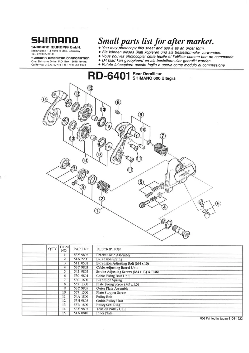 Shimano XTR M910 Upper Guide Pulley Wheel with Ceramic Bush NOS-4