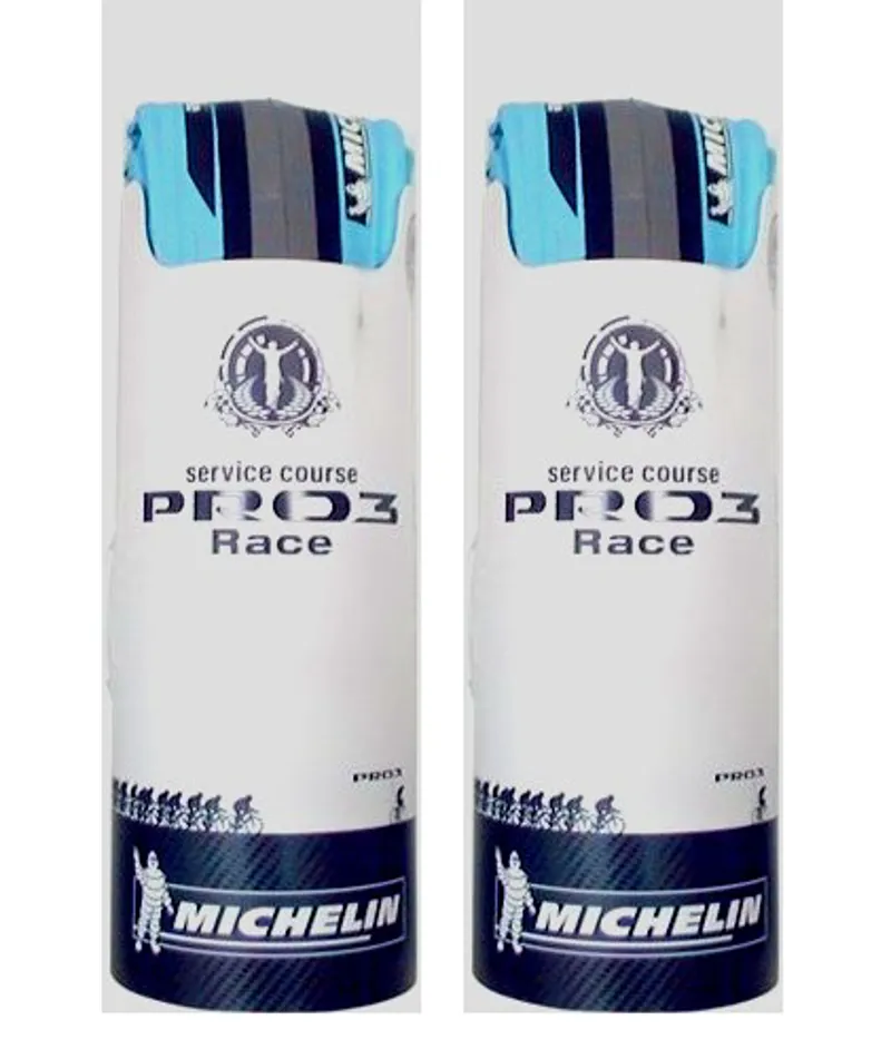 MIchelin Pro 3 Race in Digital Blue Grey 23c Pair of Tyres-1