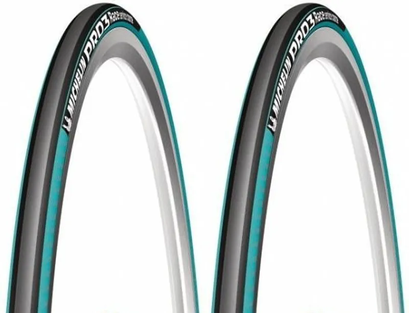 MIchelin Pro 3 Race in Digital Blue Grey 23c Pair of Tyres-2