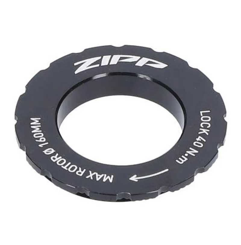 Zipp Low Profile Hub Centerlock Rotor Disc Lockring with Zipp Logo for Rotors Up To 160mm in Black