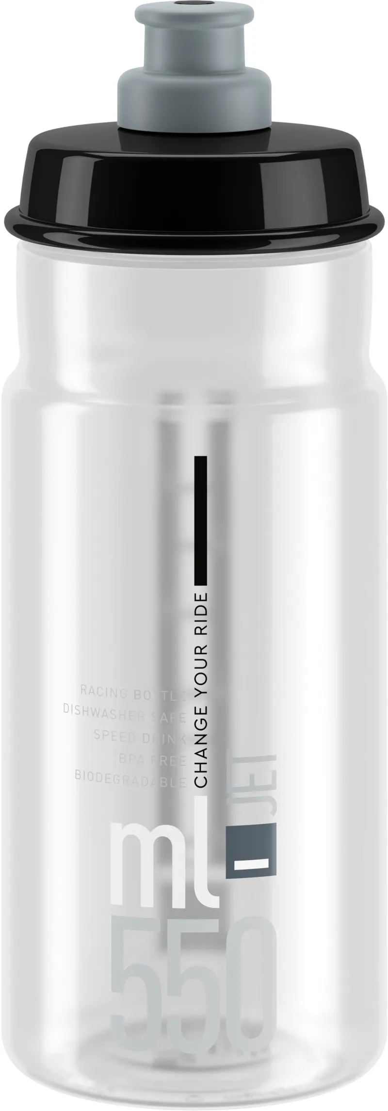 Elite Jet Biodegradable 550ml Water Bottle in Clear Grey