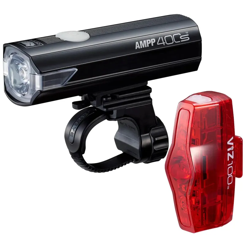 Cateye Ampp 400s Front with Viz 100 Rear Light Set