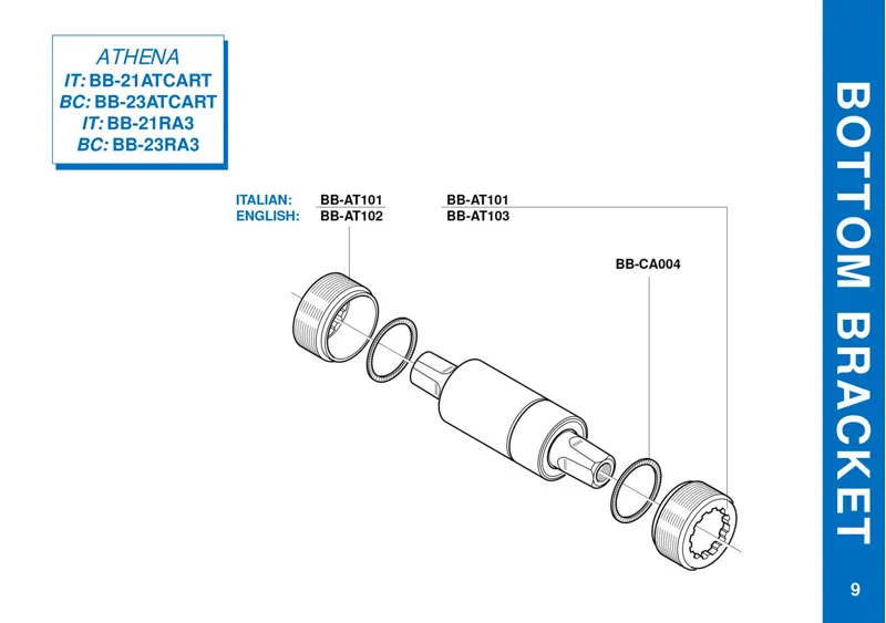 Campagnolo Athena BB-21ATCART Italian Thread 111mm Square Taper Bottom Bracket Shop Soiled-2