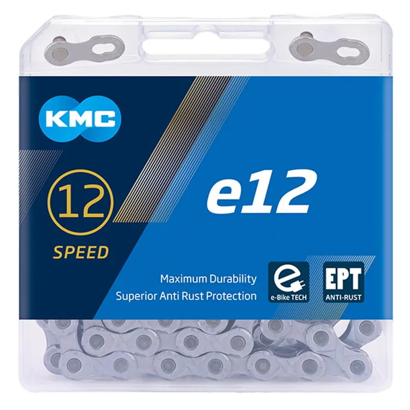 KMC E12 EPT 12 Speed 130 Link Chain in Silver-1