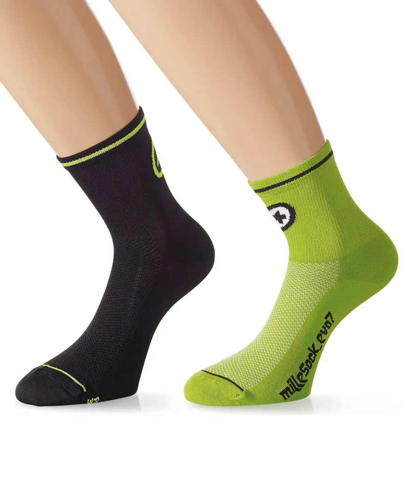 Assos milleSock evo7 Twin Pack in Piton Green size 43-46-1