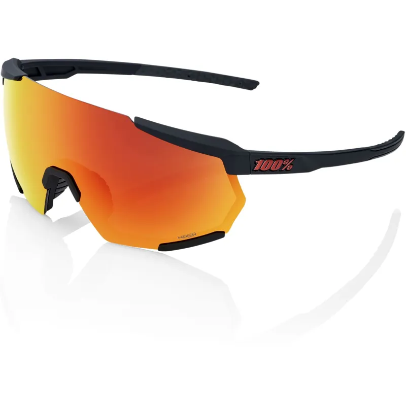 100Percent Racetrap 3.0 in Soft Tact Black with HiPER Red Mirror Lens