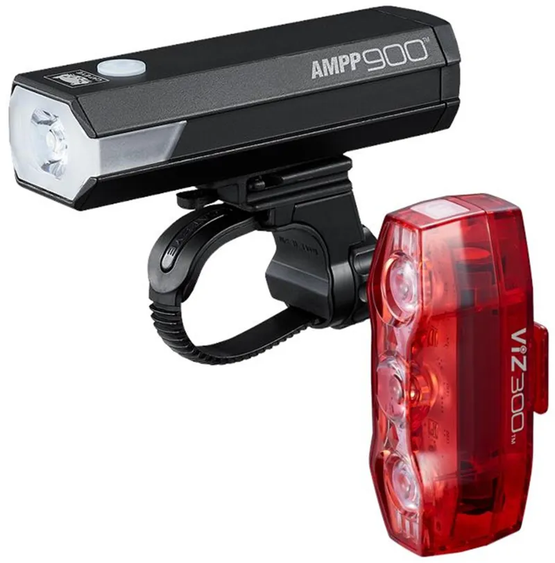 Cateye Ampp 900 Front with Viz 300 Rear Bike Light Set