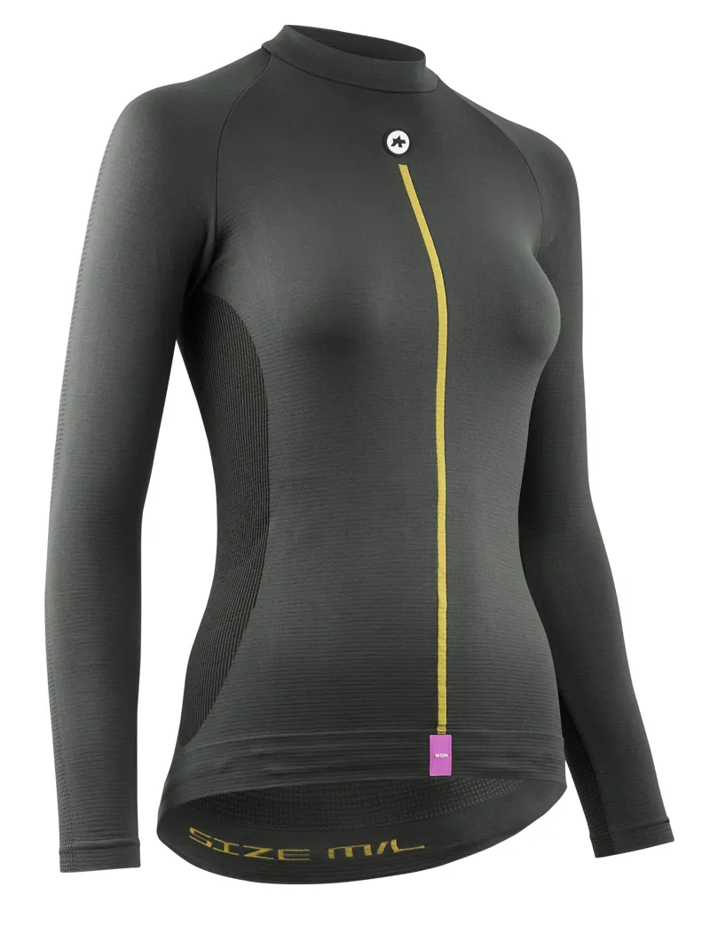 Assos Womens P1 Spring Fall Long Sleeve Base Layer in Anthracite Grey-1