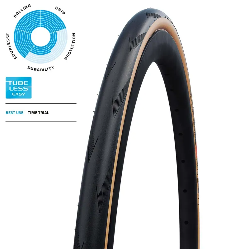 Scwalbe Pro One TT Evo Folding Tubeless Tyre with Classic Tan Sidewall-2