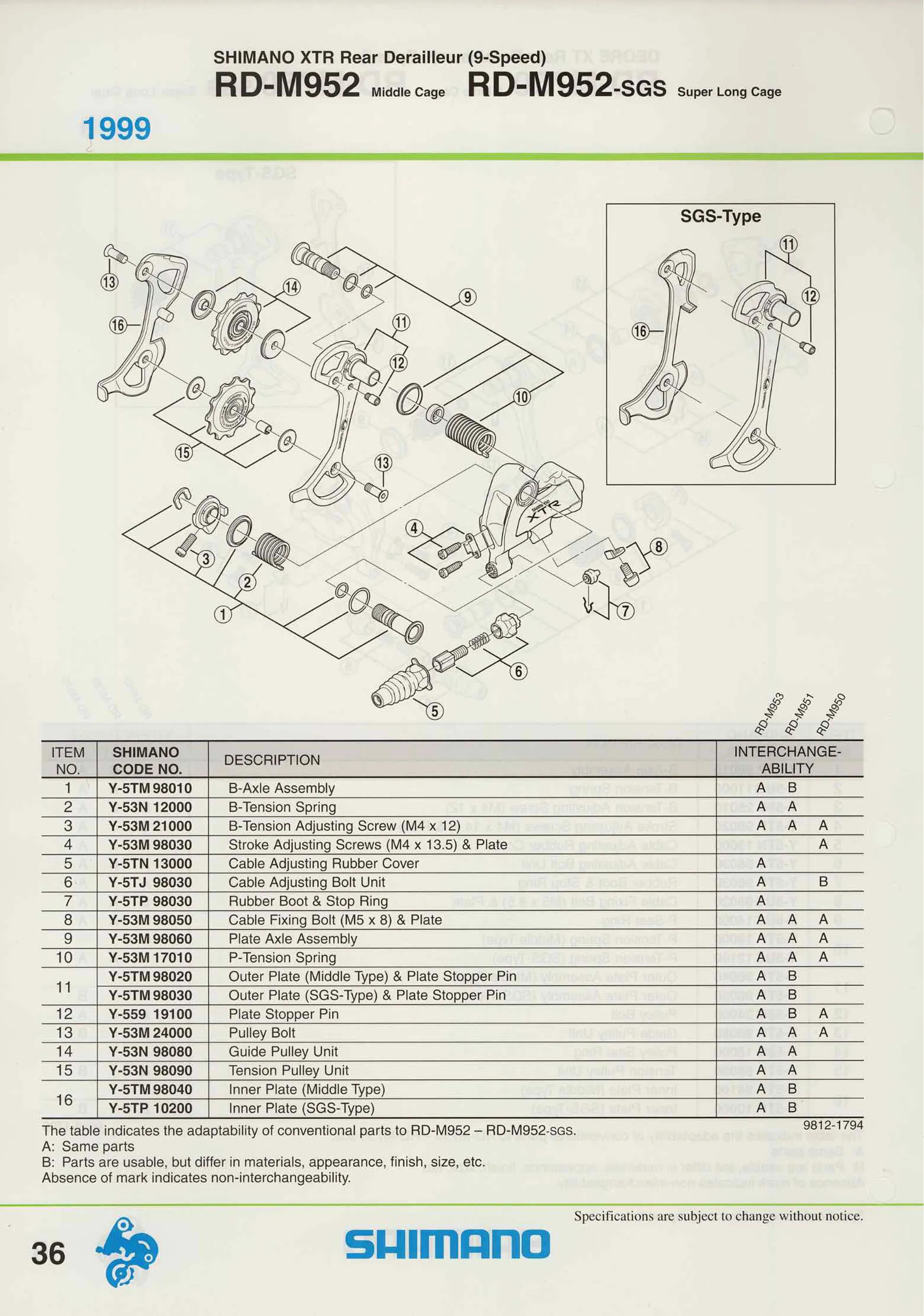 Shimano XTR M952 Mega Speed SGS Long Cage Rear Derailleur in