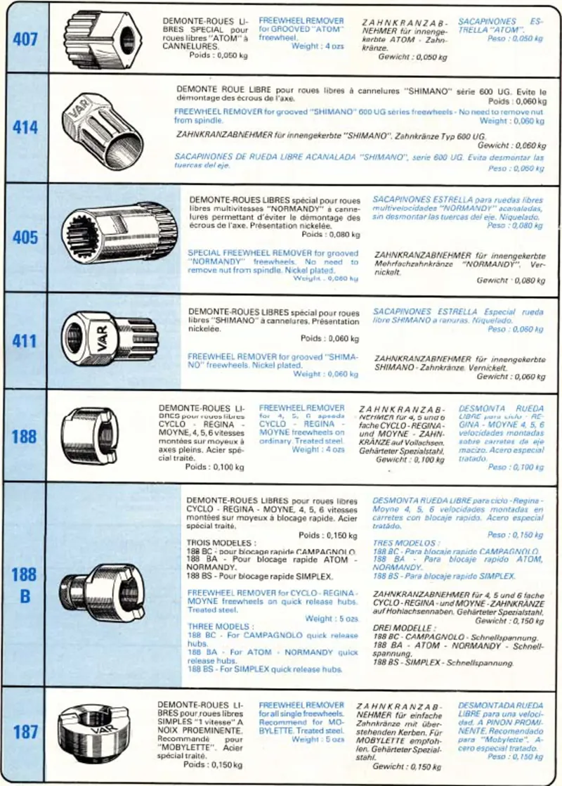 Var Tools 411 Freewheel Remover for pre 1980s Shimano Freewheels-2