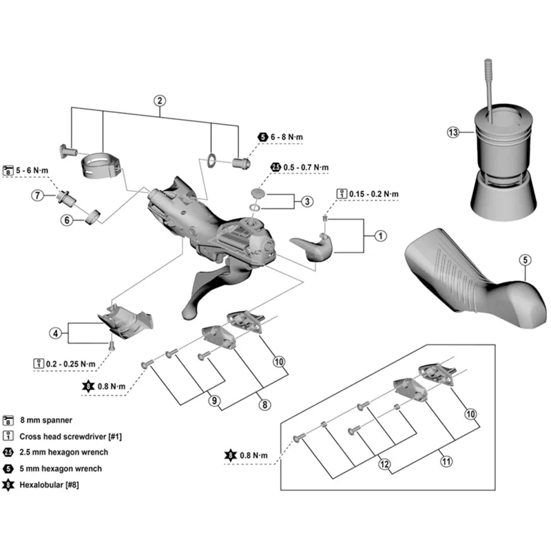 Shimano Ultegra ST-R8020 Shifter Clamp Band Silver 23.8-24.2 mm-1
