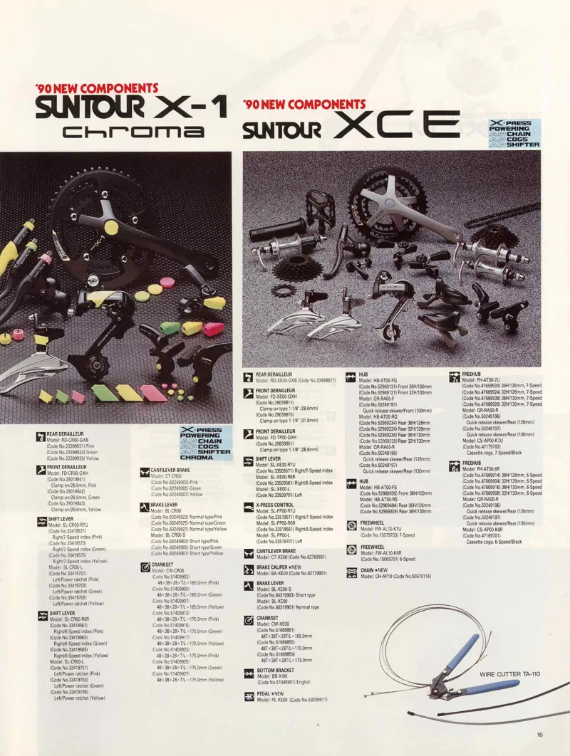 Suntour X-1 CR00-GXB Rear Derailleur with Yellow Clip in Black NOS 1989-2
